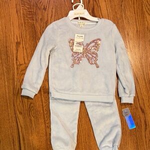 Marshalls Soft Blue Top with Pink Sequin Butterfly